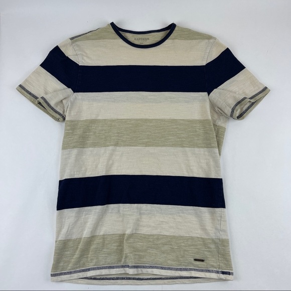 Express Tshirt Womens Small Petite Black White Tank Striped Crew Neck - Picture 1 of 8